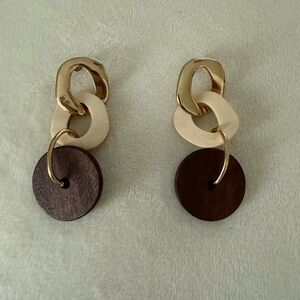 Gold and Brown Dangle Earrings